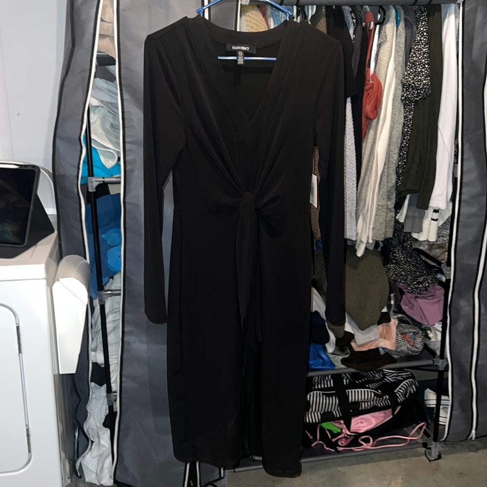 Ellen Tracy Black Long Sleeve Dress